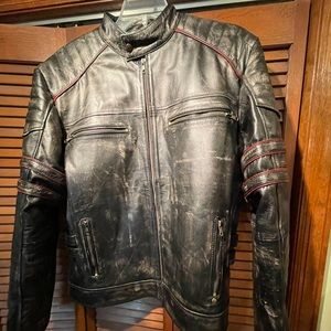 Men’s distressed leather. jacket. Sz XL